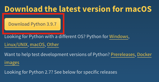 Install Python from their website