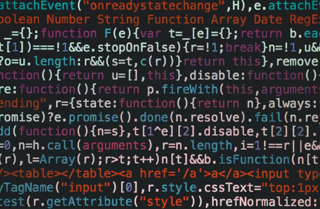 minified JavaScript code on a computer screen