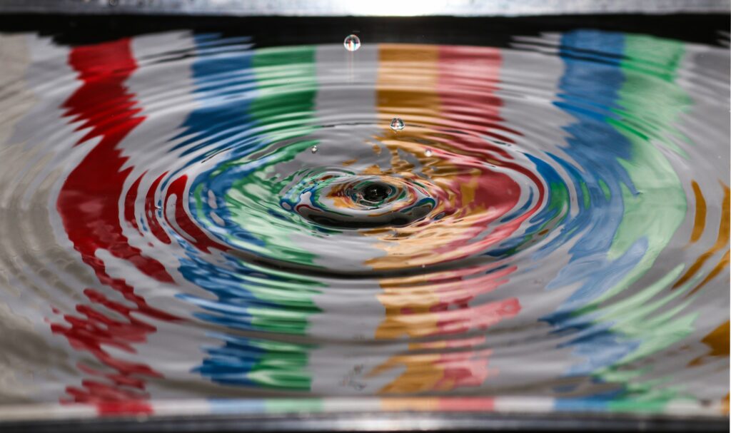 Water droplet with coloring