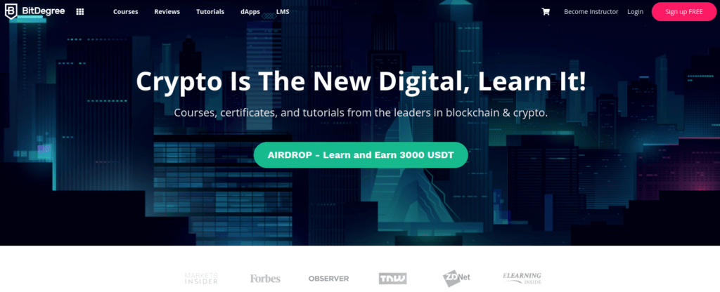 BitDegree website to learn programming