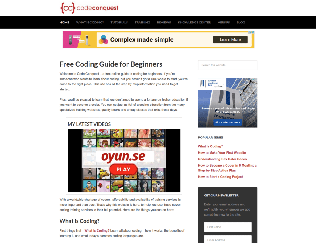 CodeConquest website to learn programming