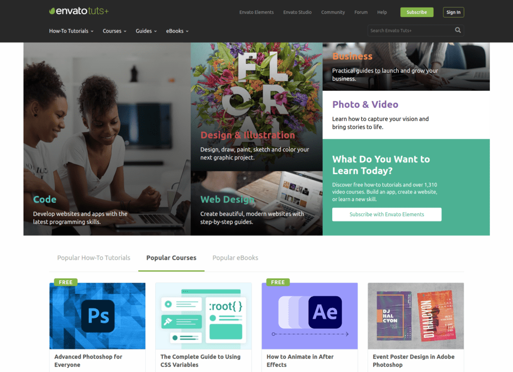 Envatotuts+ website to learn programming