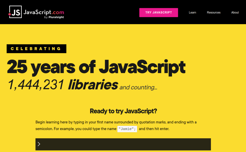JavaScript home page