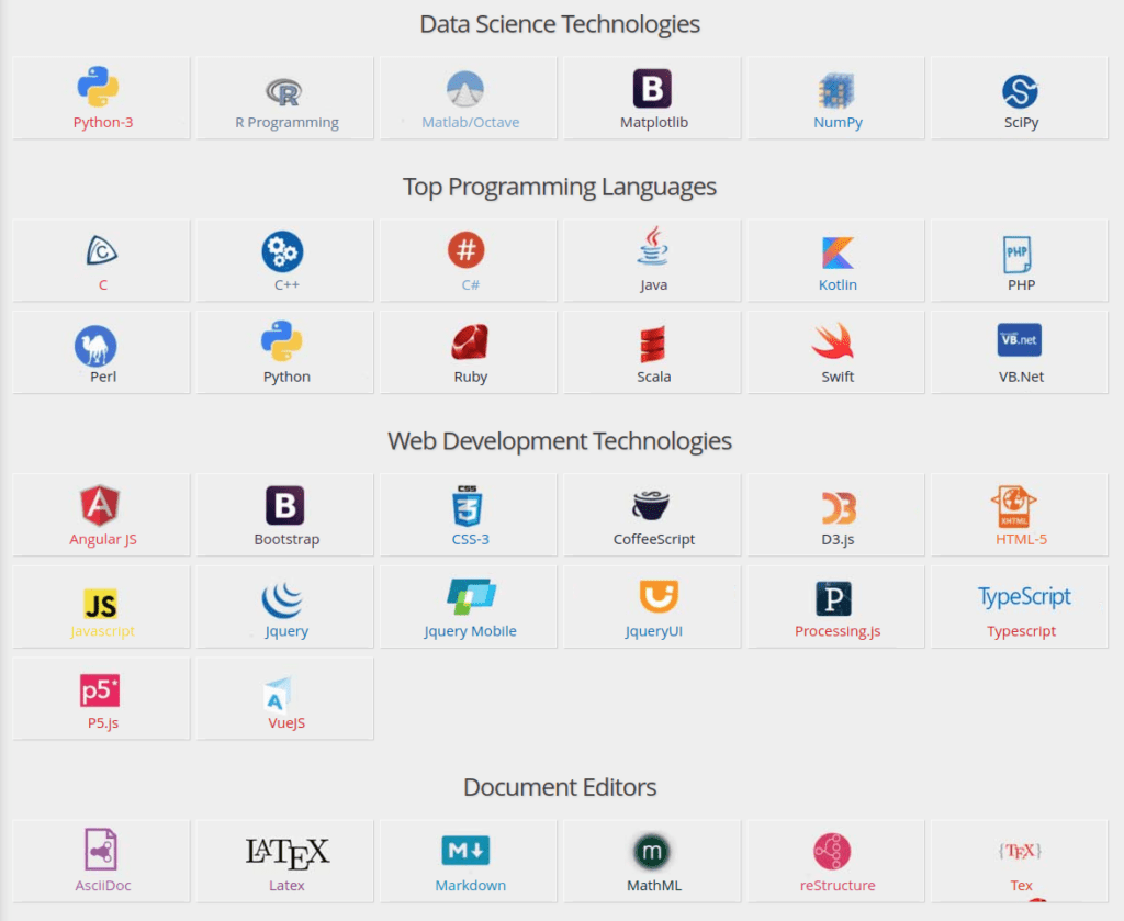 Tutorialspoint programming languages to learn