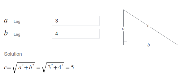 A pythagorean theorem calculator on the internet
