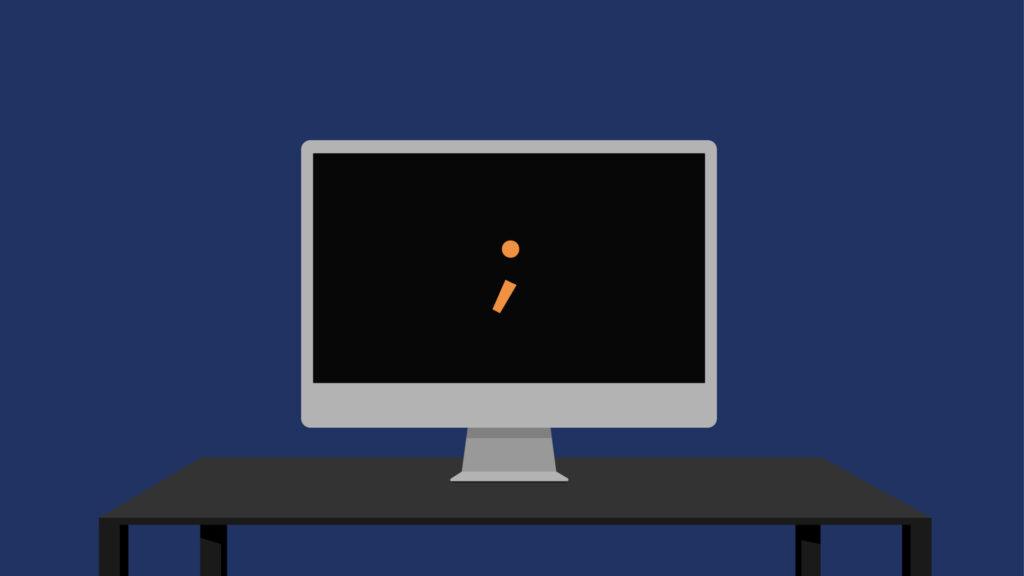 A semicolon on a screen