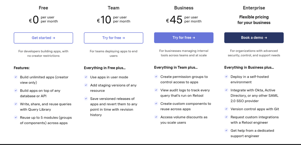 Retool pricing