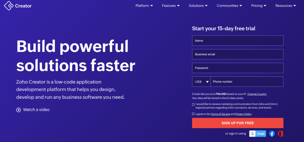 Zoho creatorno-code app builder tool demo