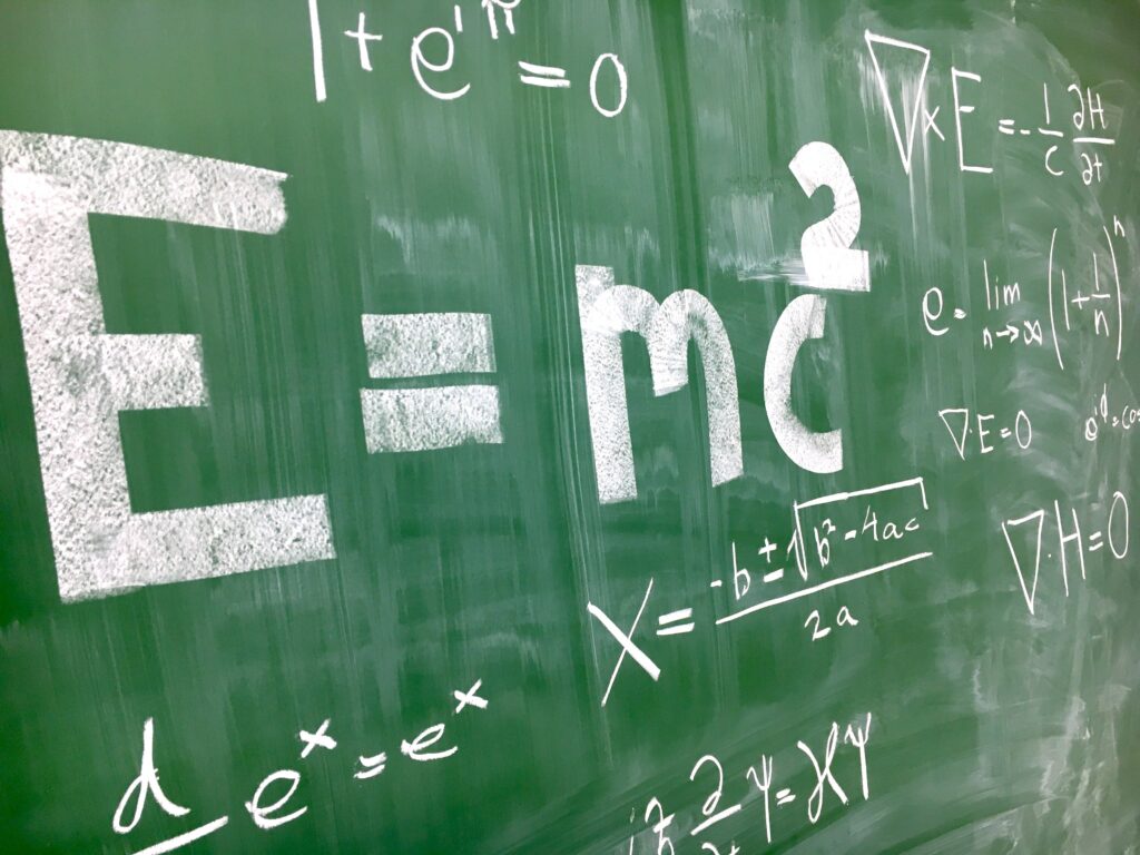 Math equations on a chalk board