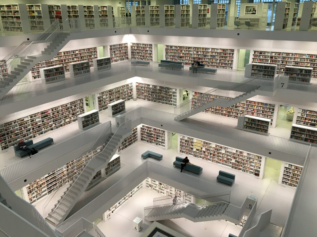 A library full of books