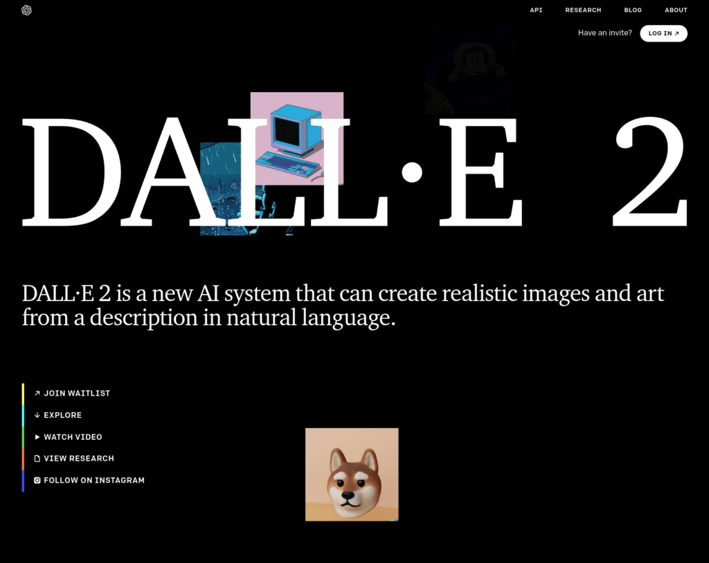 DALL-E 2 homepage