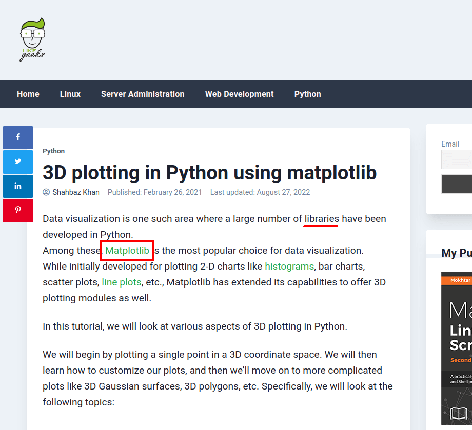 Matplot library in code example without any context to it