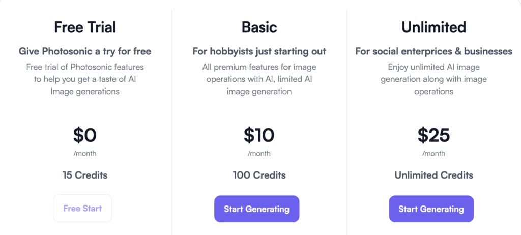 Photosonic pricing