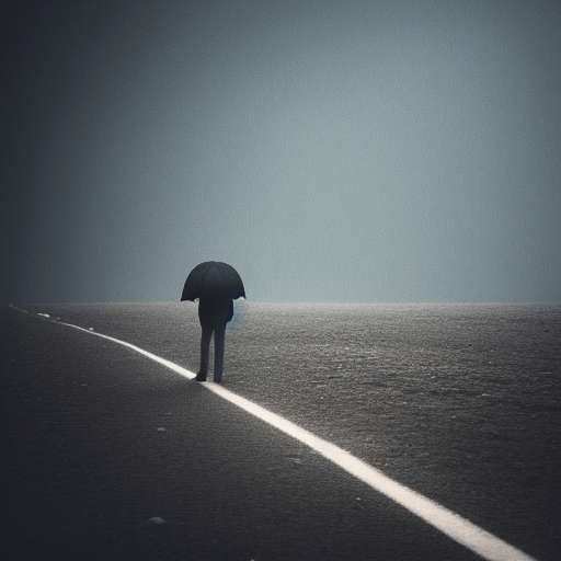 AI Generated image: A man standing on the moon with an umbarella