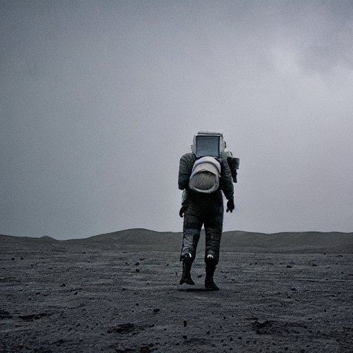 AI Generated image: A man walking on the moon in a space suit