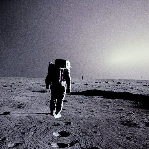 AI Generated image: A man wearing a spacesuit walking on the moon