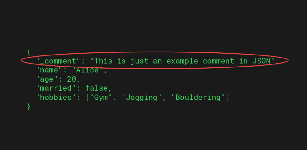 Adding JSON comment as a separate key-value pair in the data.