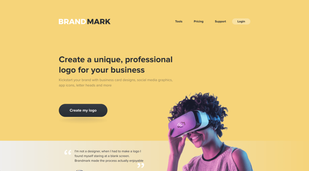 Brandmark AI logo generator website
