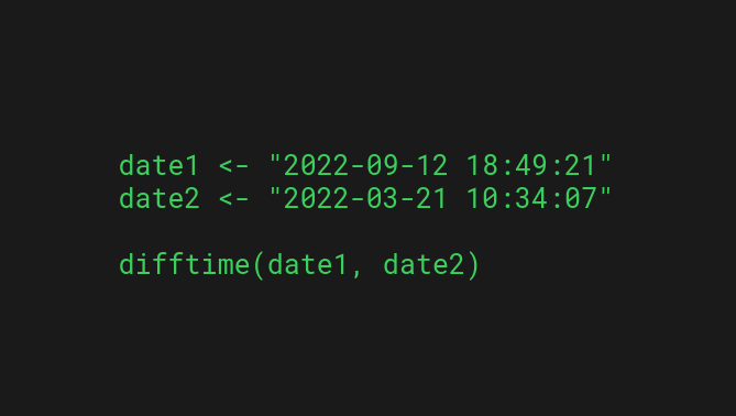 Sample use of difftime() function in R