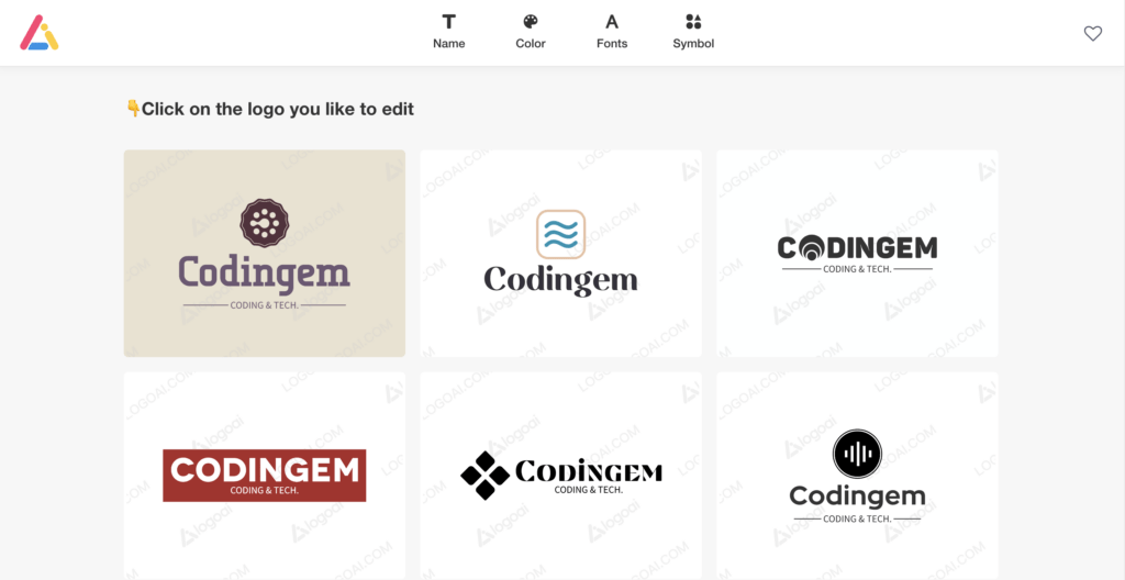 LogoAI examples I generated for my website