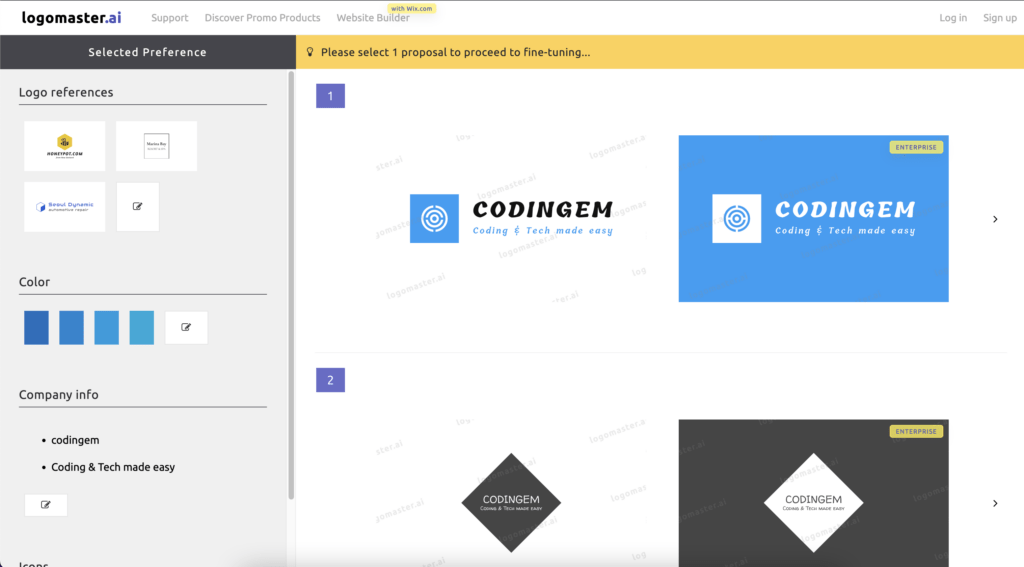 Logomaster AI logos I generated for my site