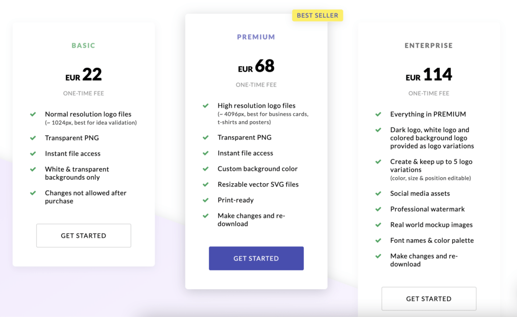 Logomaster AI pricing table