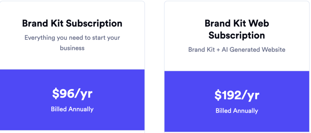 Looka pricing table