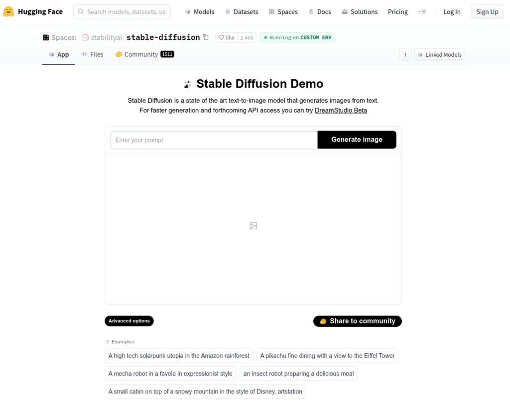 Stable diffusion demo input editor