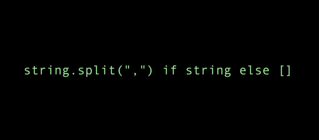 Converting comma-delimited string to list of strings and checking if the string isn't empty.