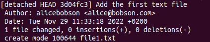 a successfull git message that shows author rename was successful