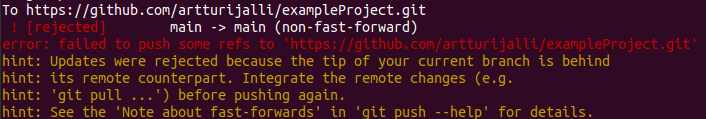 Git error of pushing some refs to origin