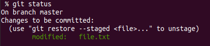 git status logs after adding changes with git add