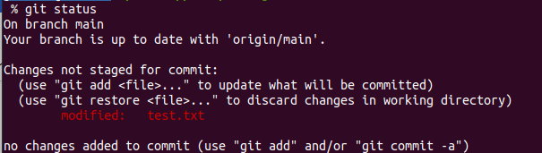 running git status on terminal