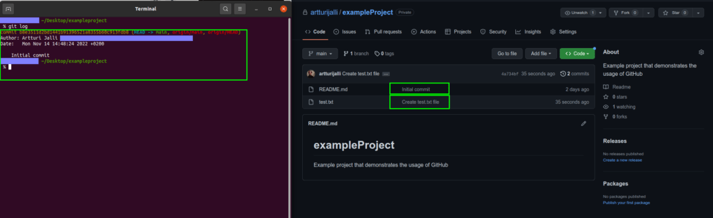 Local commits vs remote commits