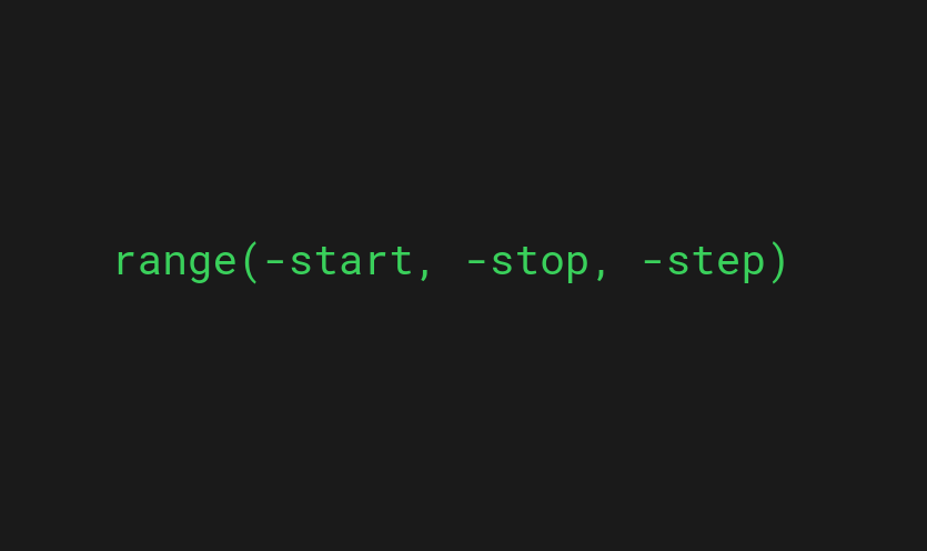 Calling range function with negative parameters to create a negative range.