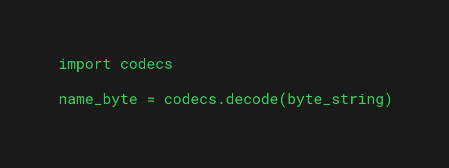 Python codecs decode function converts a byte to string