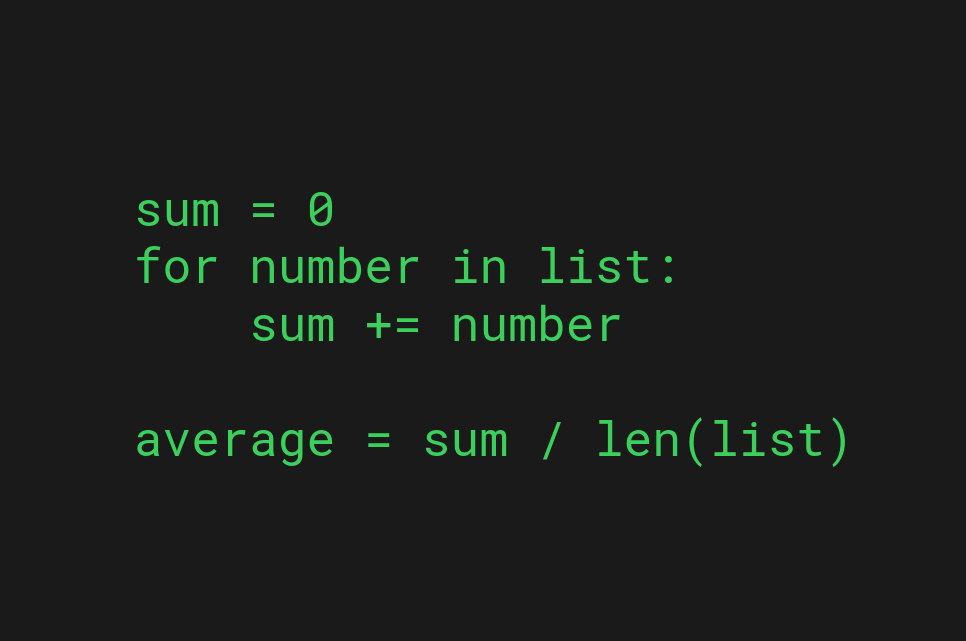 A python for loop that calculates the average of a list