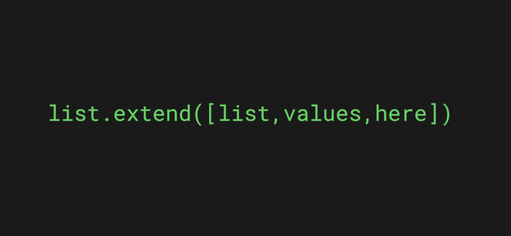 Python list extends adds a list of values to the end of a list
