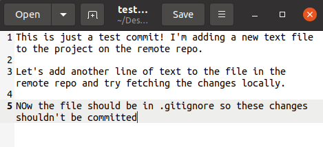 A text file with sample text