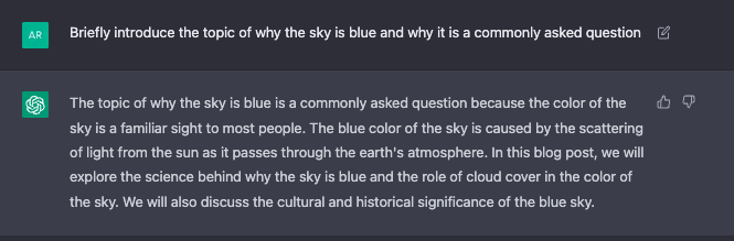 ChatGPT answers a simple scientific question