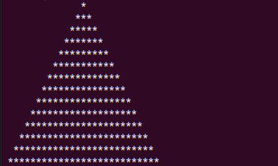A christmas tree drawn with asterisks using Python