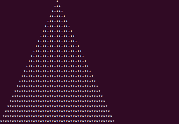 Python Chirstmas tree of height 25