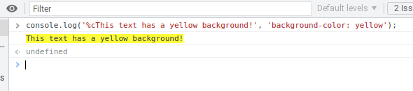 yellow-backgrounded color in javascript console