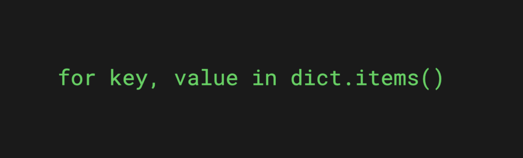 Looping through Python dictionary using dict.items() method.