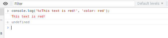 red color in javascript console