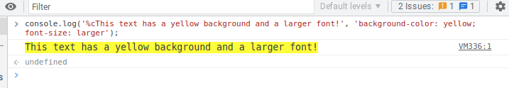 large yellow-backgrounded color in javascript console