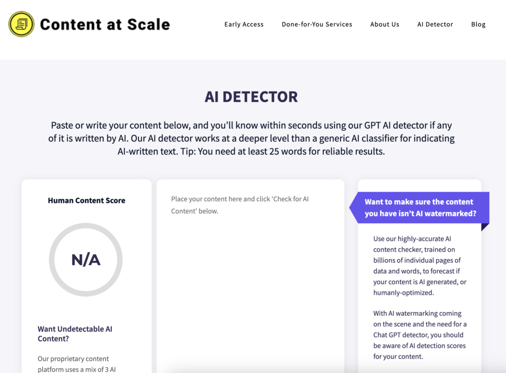Content at Scale AI detector