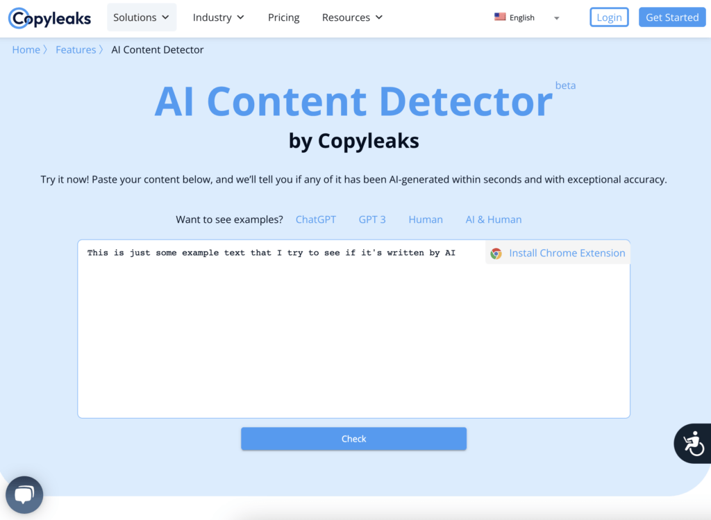 CopyLeaks AI content detector website