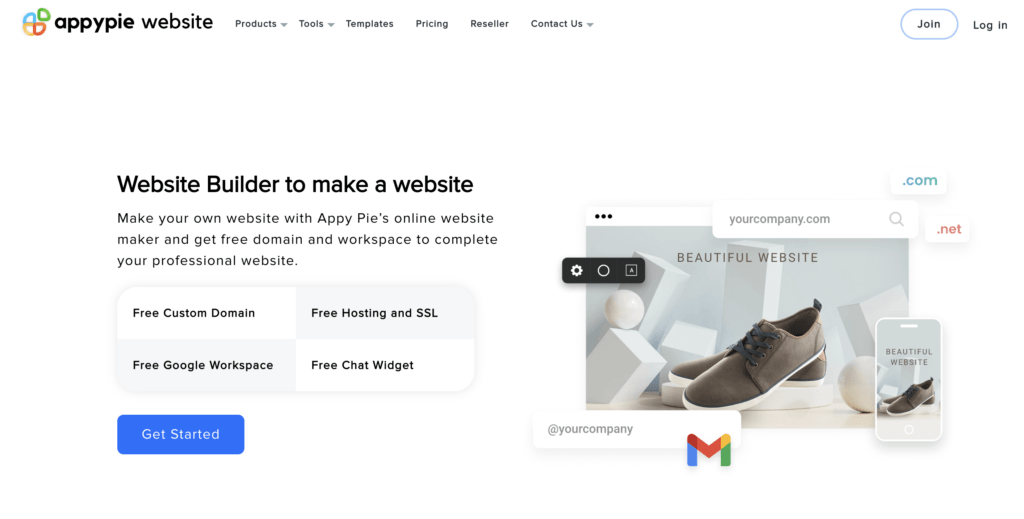 AppyPie AI website builder tool