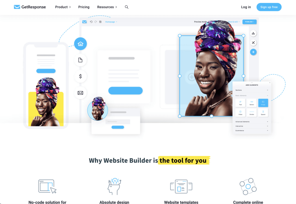 GetResponse site builder